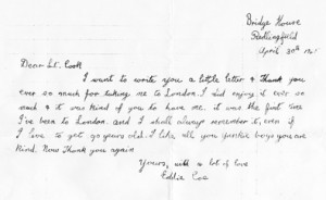 Eddie's thank you letter