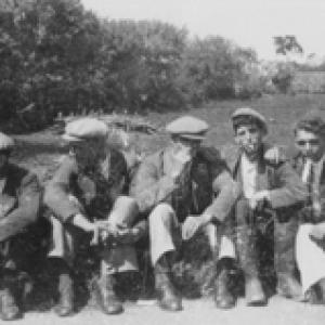 The boys outside the pub